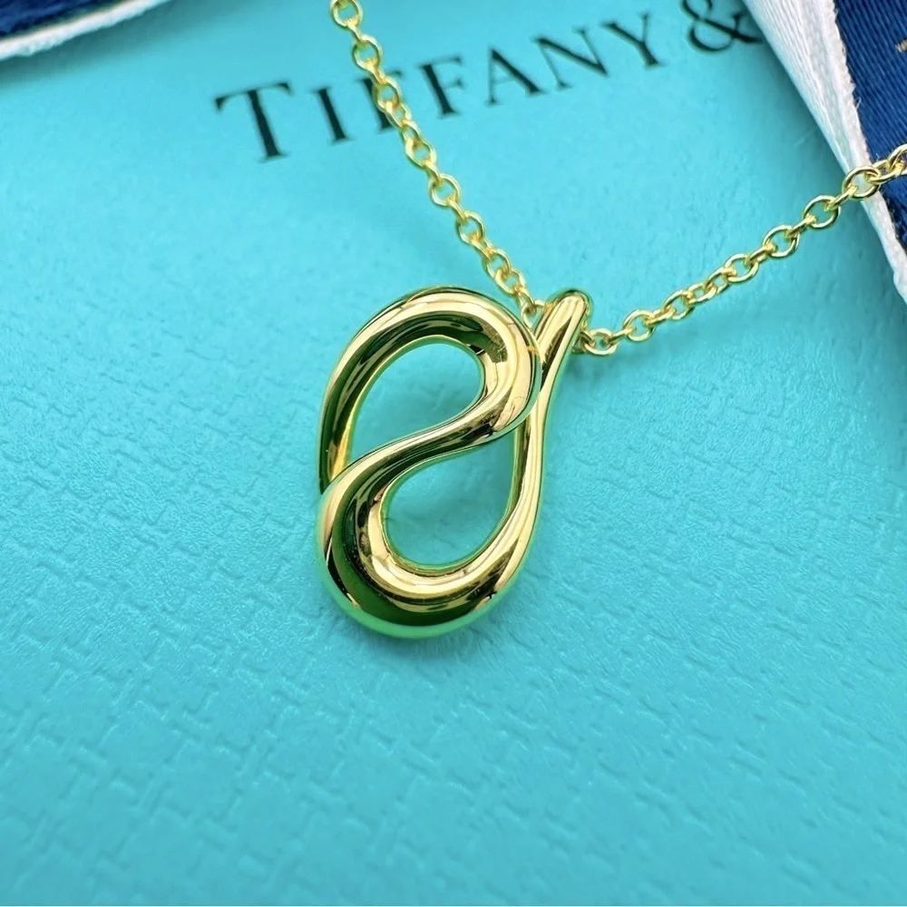 RARE Tiffany & Co. 18K Yellow Gold Elsa Peretti Wave Necklace with PACKAGING